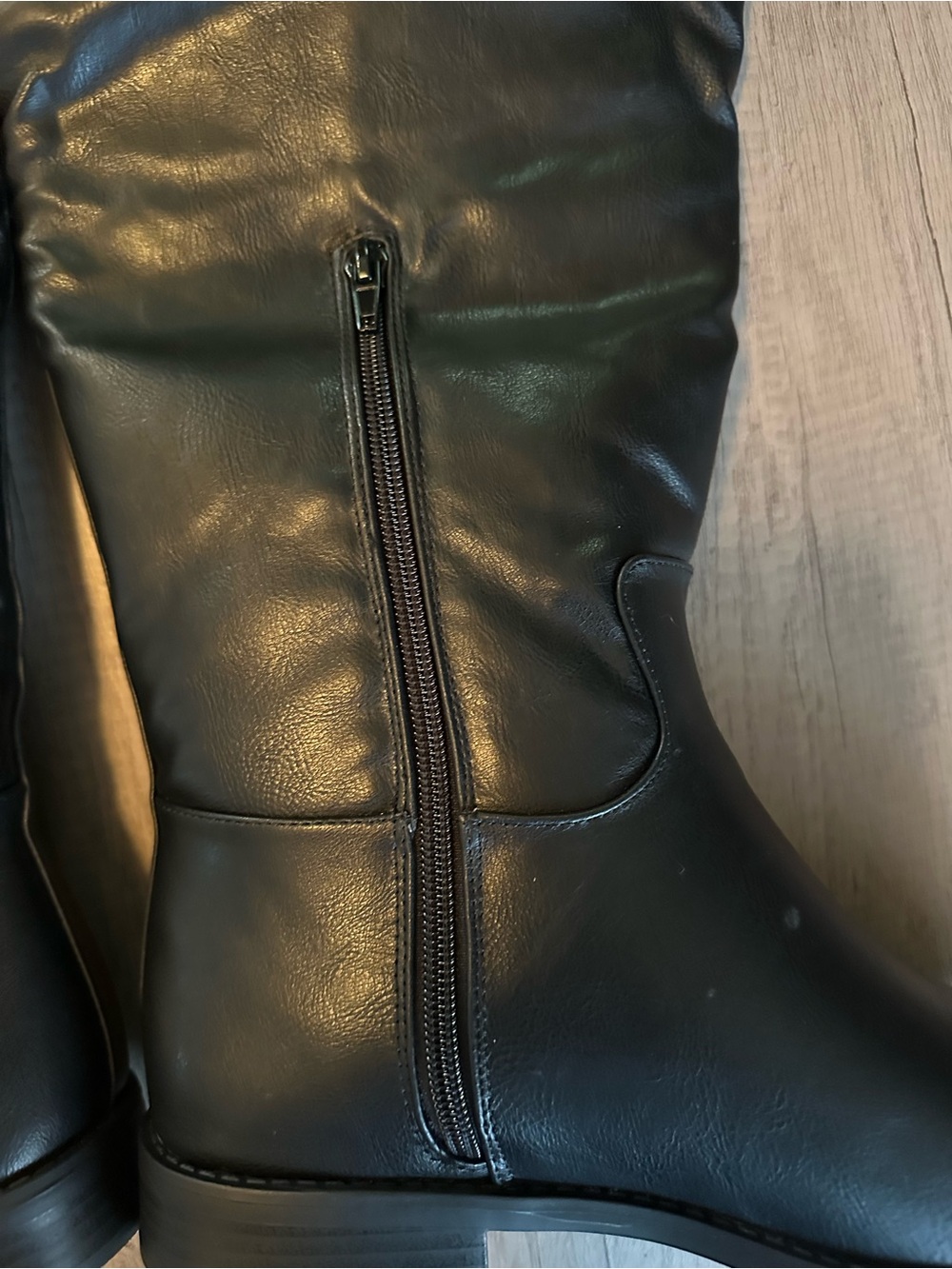 Shoe Dazzle Black Over-the-Knee Boots with Brown Cuff - Picture 4 of 7